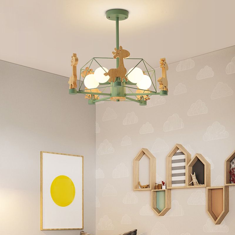 Moderne macaron -stijl tak hangend licht houten multi -kop kroonluchter voor woonkamer