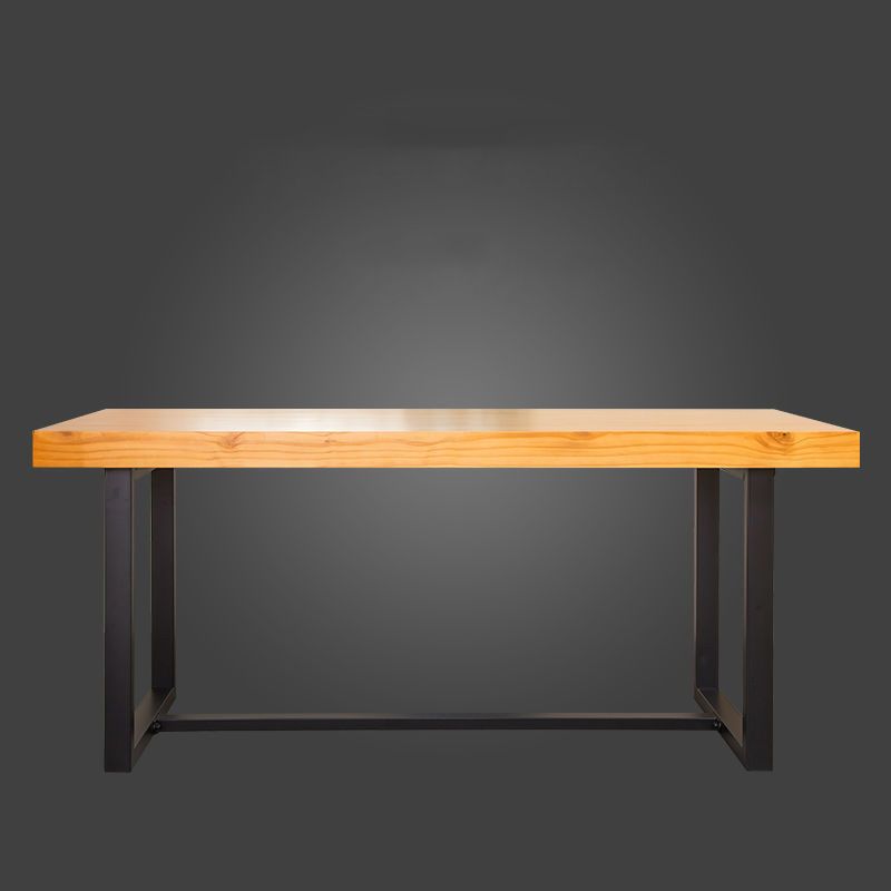 Industrial Dining Table with Trestle Base Natural and Black Dining Table with Wood Top