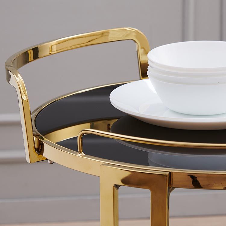 32.28" High Modern Style Round Prep Table Rolling Metal Prep Table for Home