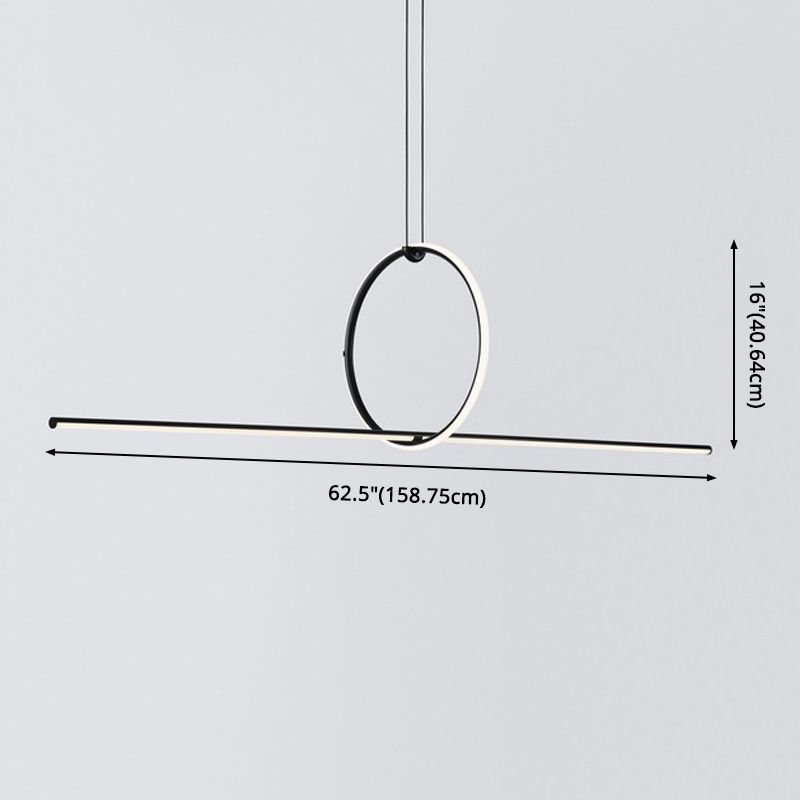 Modern Minimalism Black Linear Island Pendant Lighting LED Metal Island Ceiling Light for Living Room
