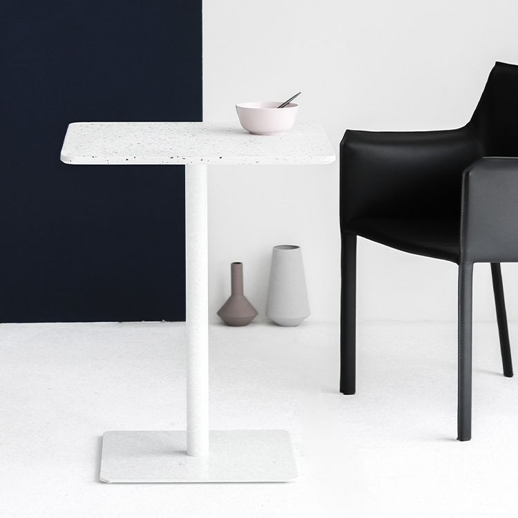 Metal Industrial Square Dining Table Concrete Top Table with Pedestal Base