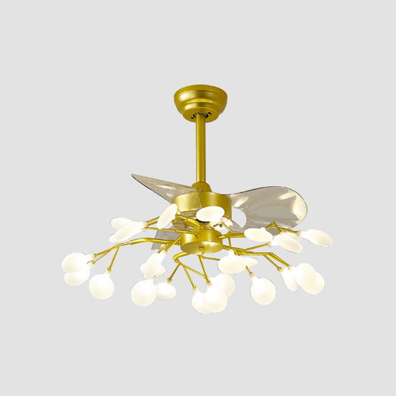 Blatt Acrylhänge Lüfter leichte moderne LED -Halbflush -Halterung für Wohnzimmer, 3 Klingen