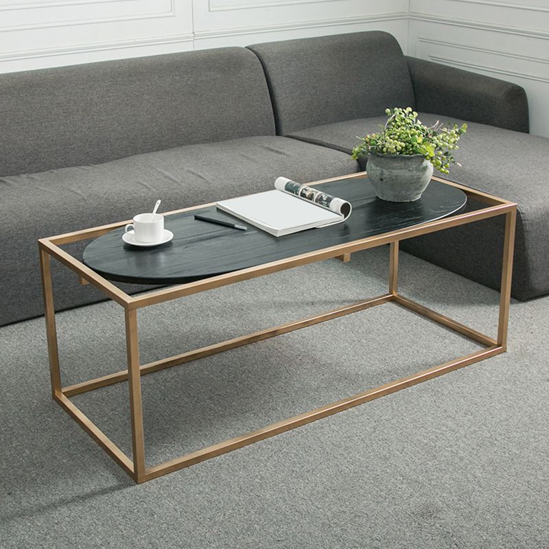 Solid Wood Rectangular Coffee Table Contemporary 1 Single Iron Frame Cocktail Table