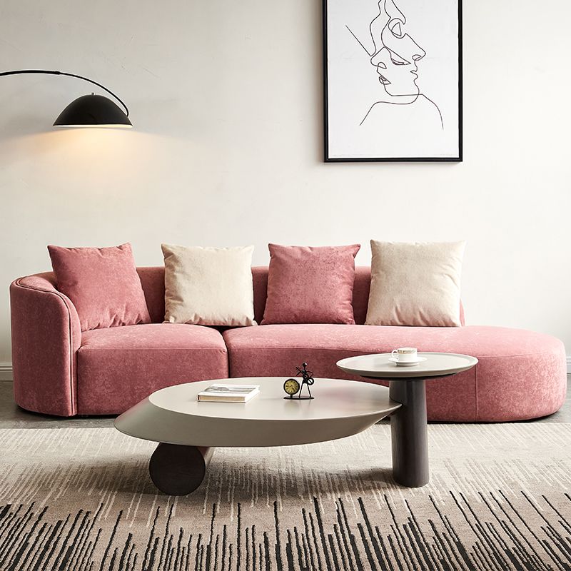 Modern 2-Piece Wood Coffee Table Round Nesting Coffee Table Set