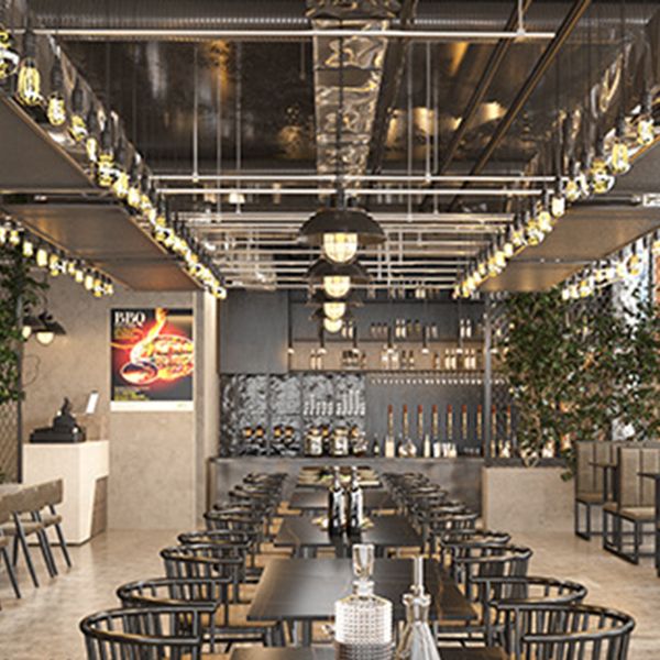 Industrial Iron Dining Table Stone Dining Furniture with Metal Base