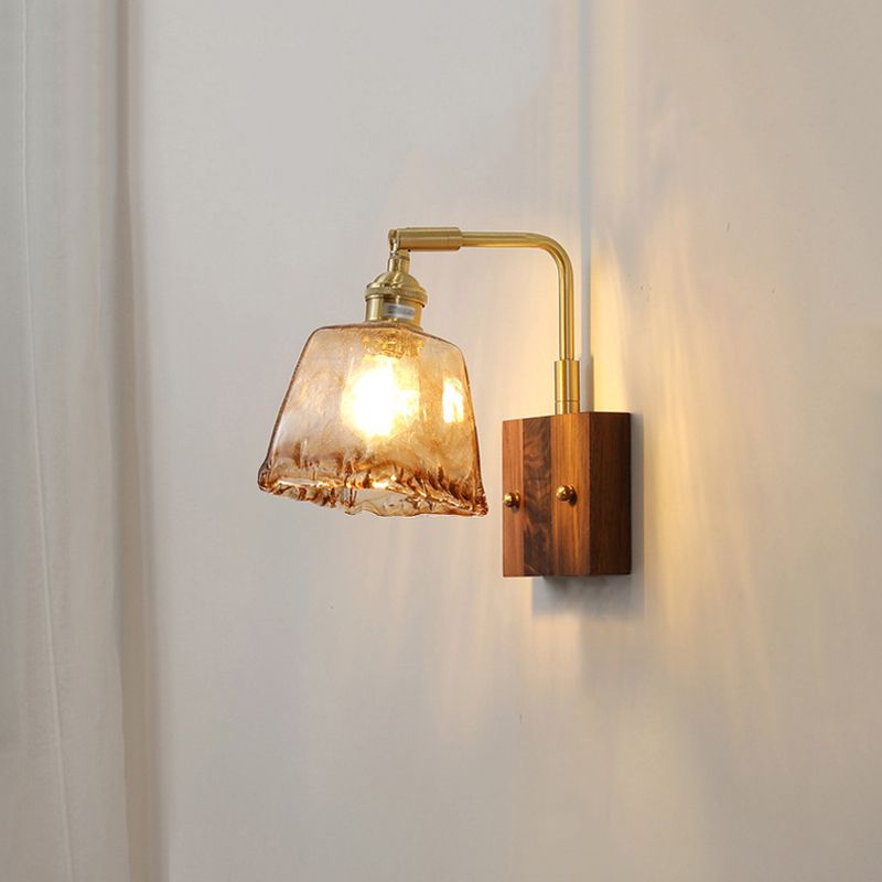 Modern Style Wood Wall Lamp 1 Light Sconces in Brown for Bedroom
