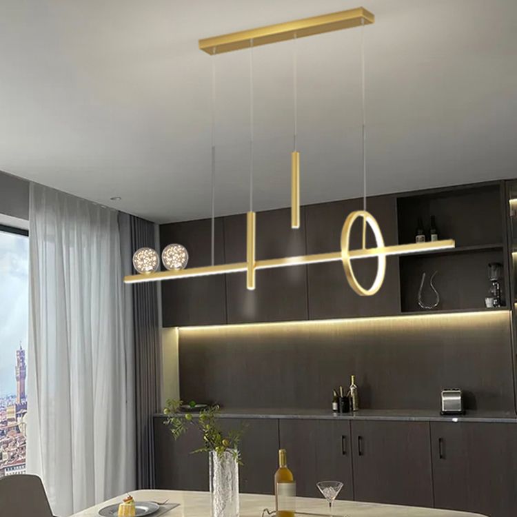 Luz de colgante geométrico de iluminación contemporánea de metal iluminación de la isla de cocina