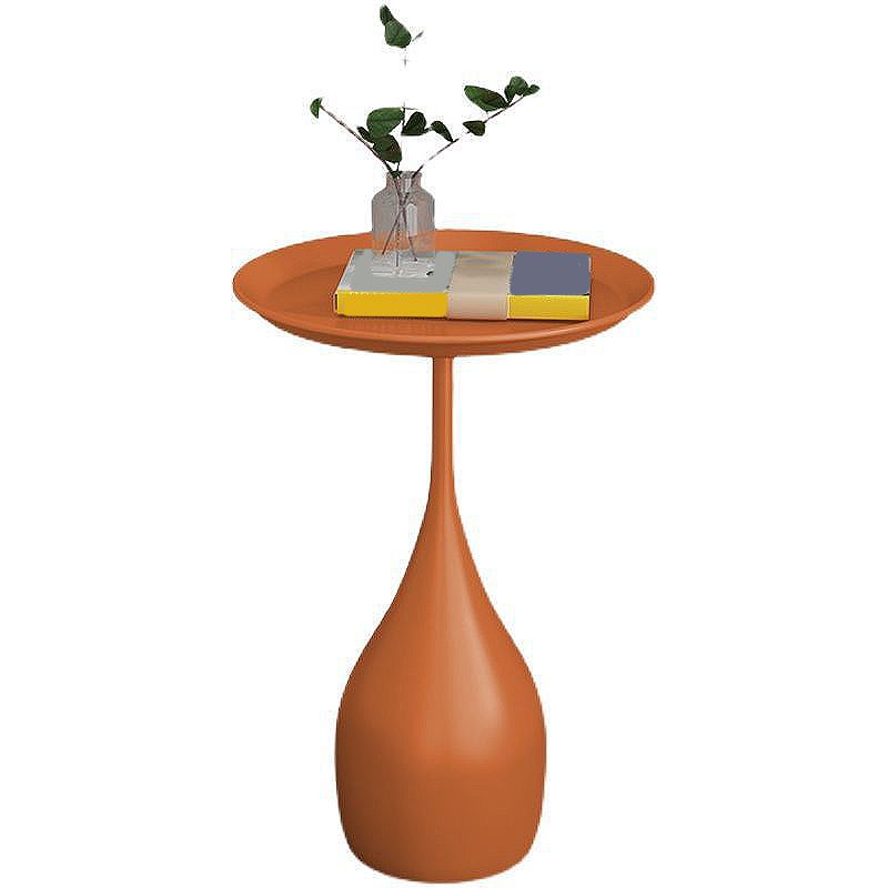 Modern Style Metal Base Slab & Metal Table Top Round Side Table