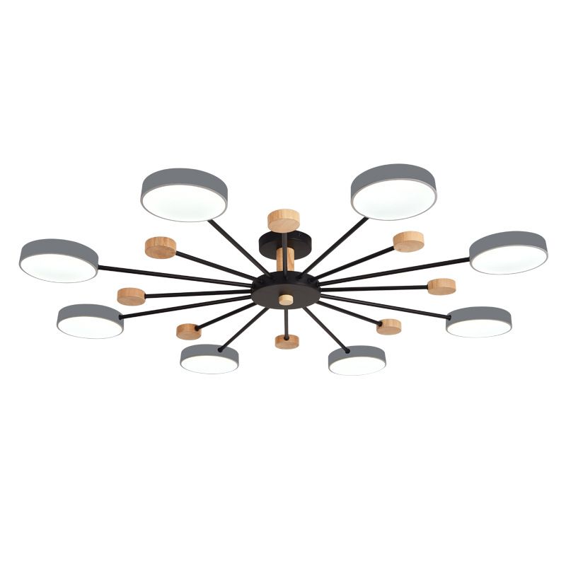 Multi Lights Metal Hanging Ceiling Light Cylindrical Modern Style Chandelier Lamp