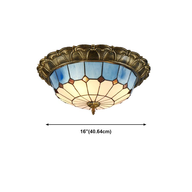 Tiffany LED Ceiling Light Geometric Glass Flush Mount for Living Room