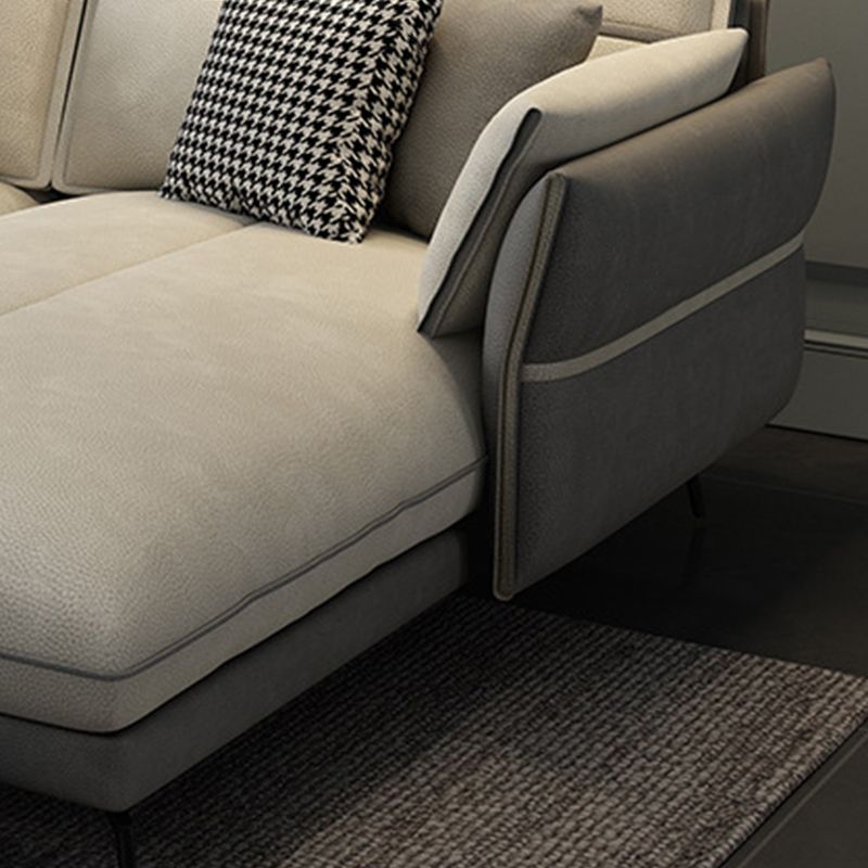 Scandinavian 35.43 " H Faux Leather Flared Arm Sofa & Chaise