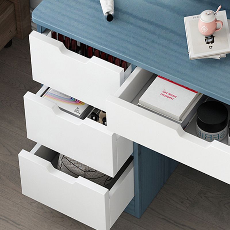 Wooden Vanity with Drawers and Shelves Vanity Makeup Table with Mirror