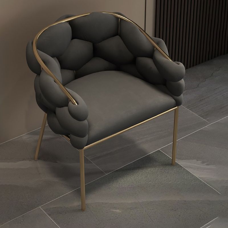 Sloped Arms Vanity Armchair Basic Four Leg Chair with Cushion