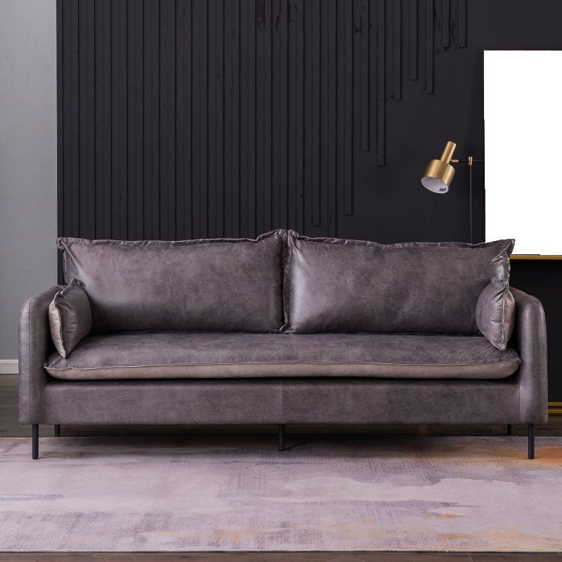 Standard Square Arm Sofa Set Contemporary Stain Resistant Sofa Couch with Pillows
