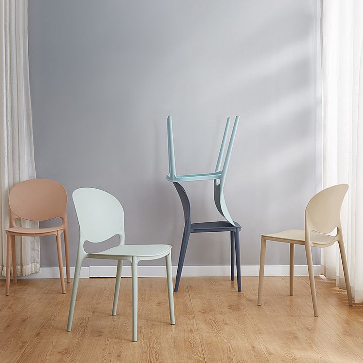Modern Plastic Dining Room Chairs Open Back Dining Side Armless Chair for Restaurant