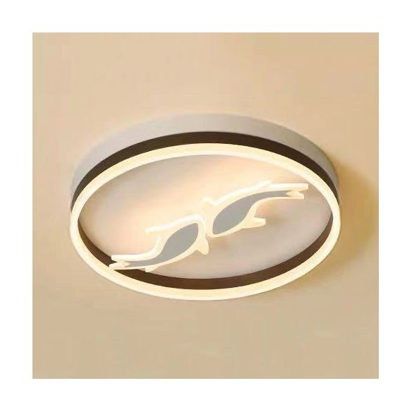 Plafonnier LED anneau avec poisson de natation Chambre bébé créatif acrylique blanc fluorescent