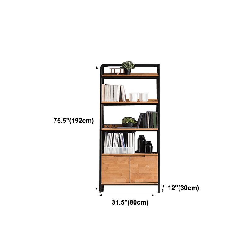 Modern Style Bookcase Black Metal Frame Open Back Bookshelf for Home Office