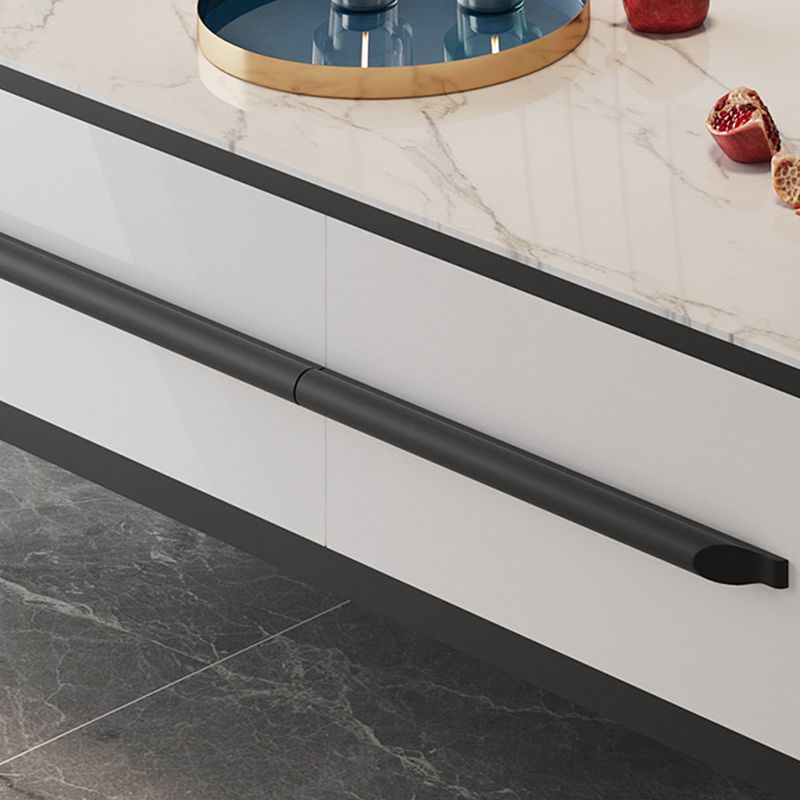 Slate Top 4 Legs Coffee Table with Storage Drawers Contemporary White