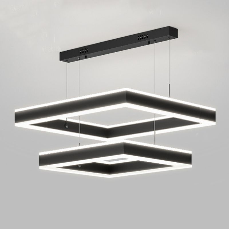 Luces de lámpara de araña de forma cuadrada moderna accesorios de iluminación de araña de metal en negro