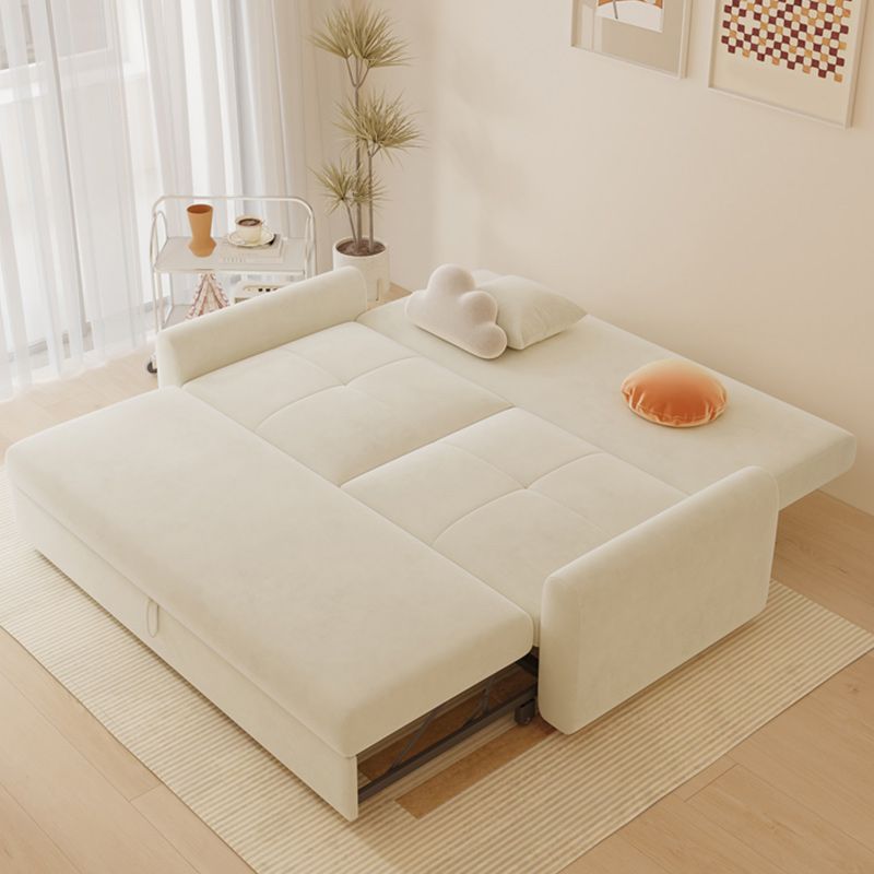 32.28" Square Arm Sleeper Scandinavian Styled Sleeper Sofa Bed in White