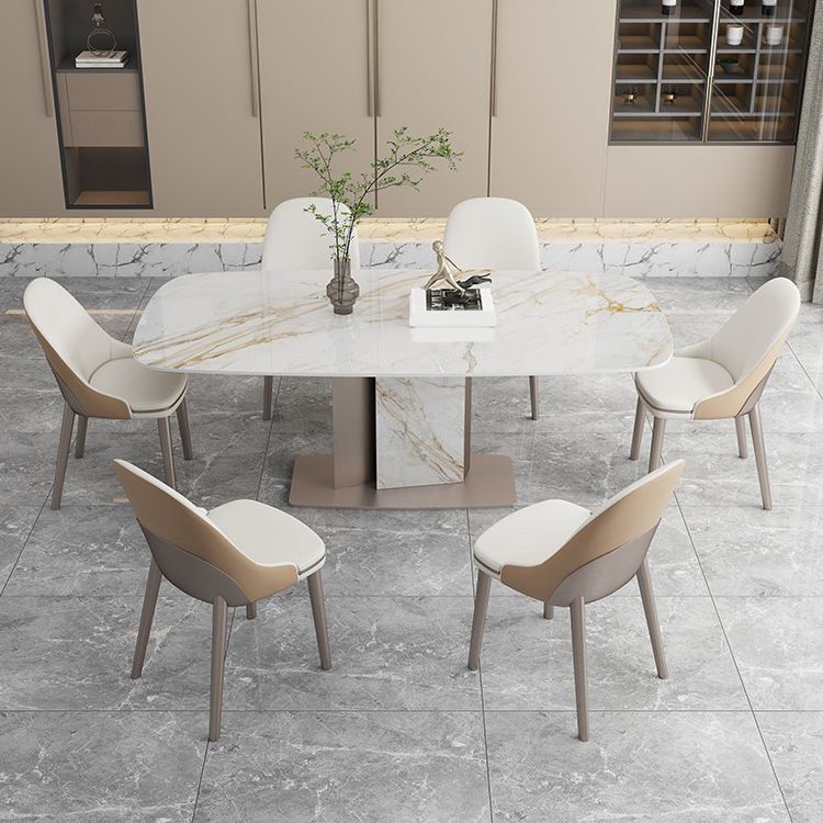 Nordic Sintered Stone Top Dining Set Rectangle 1/4/5/7 Pieces Dinette Table Set
