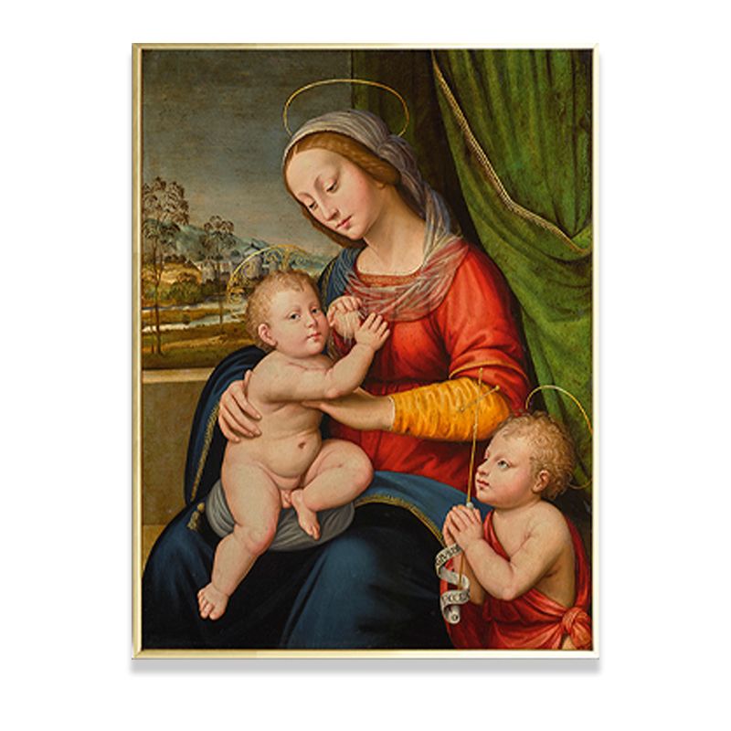Global Inspired Christian Saint Painting Dark Color Religion Wall Art for Home