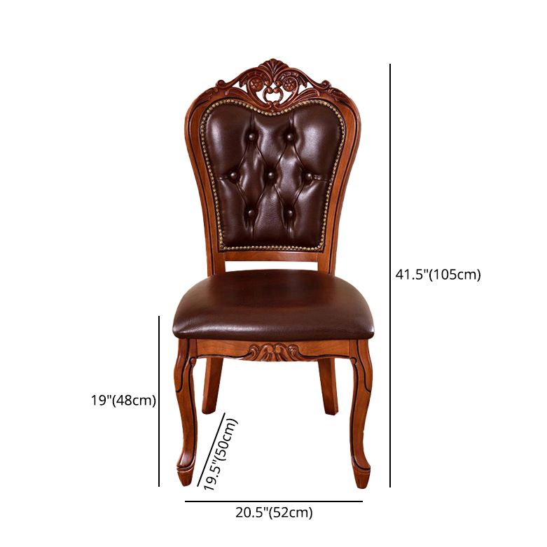 Leather Open Back Dining Side Chair Kitchen Dining Chair with Solid Wood Legs