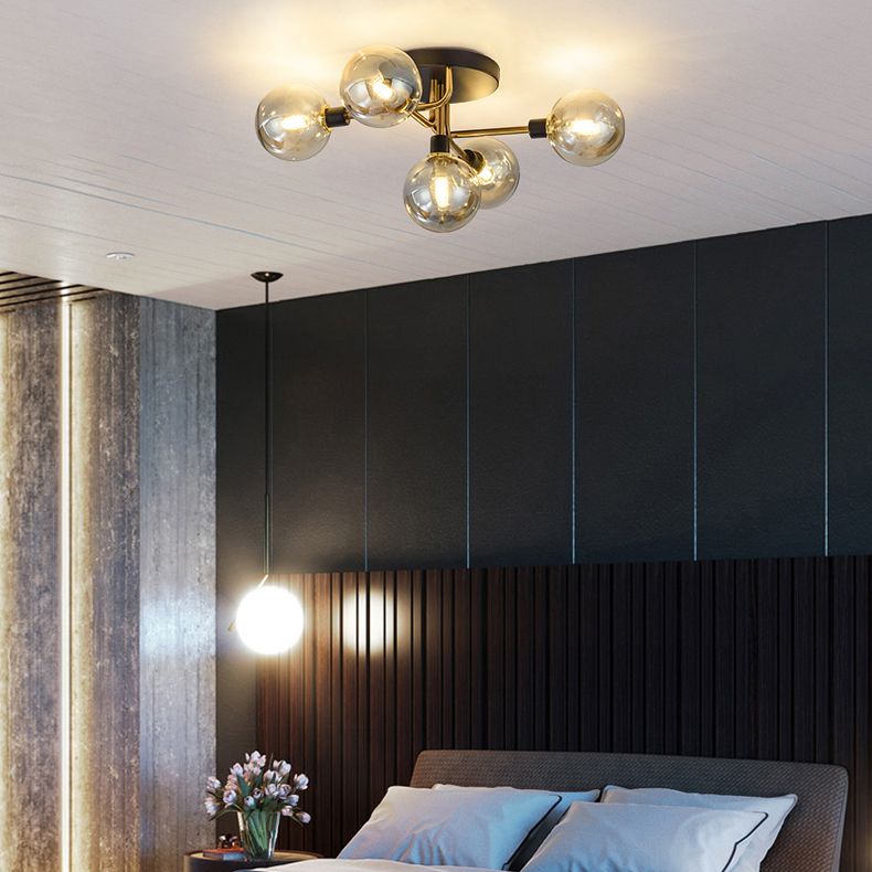 Nordic Style Metal Ceiling Light Ball Shape Shade Ceiling Lamp for Bedroom