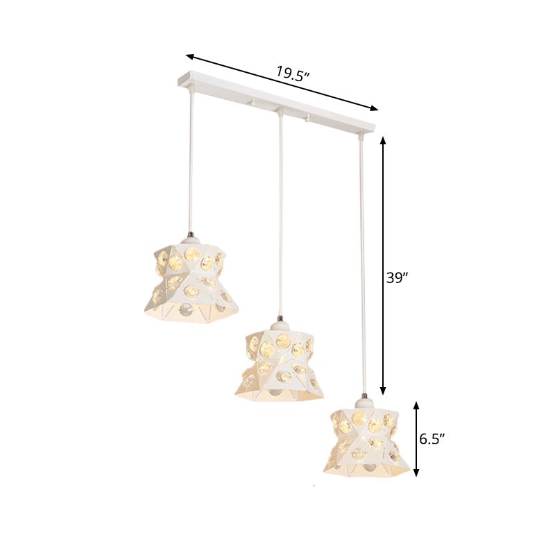 3 lampadine sala da pranzo a grappolo a grappolo sospendente modernismo finitura bianca goccia con tonalità di ferro svasato