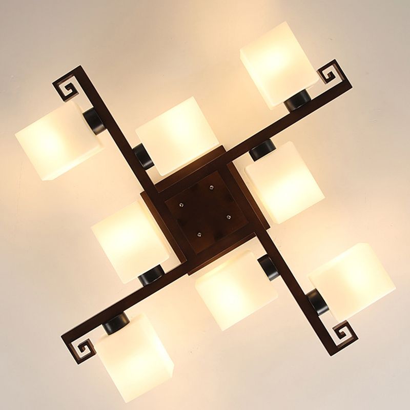 Modern Style Ball Shape Flush Mount Wood Ceiling Light in Brown for Living Room