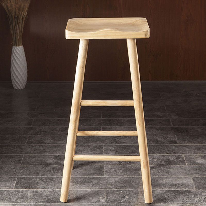 Modern Armless Backless Counter Stool Wood Milk Tea Shop Bar Stool with Seat