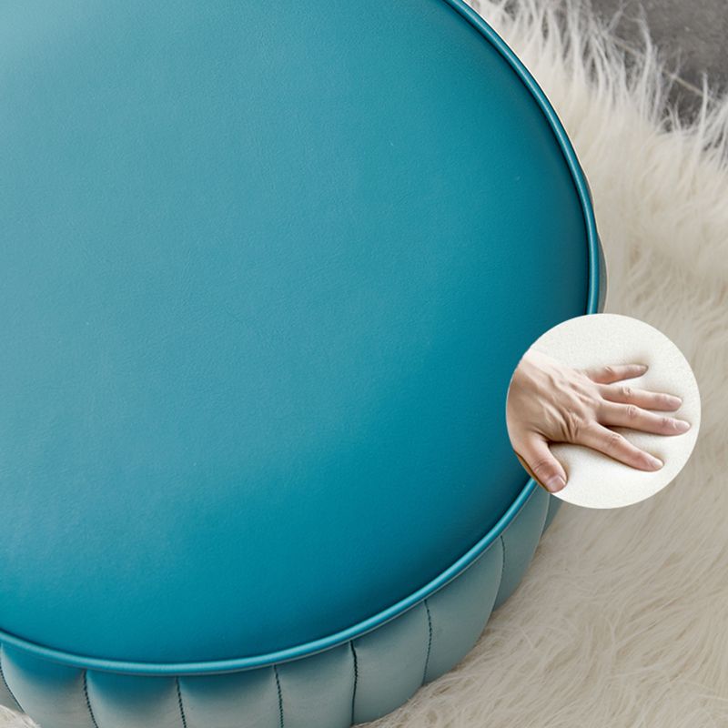 Solid Color Leather Pouf Modern Simple Round Upholstered Footstool