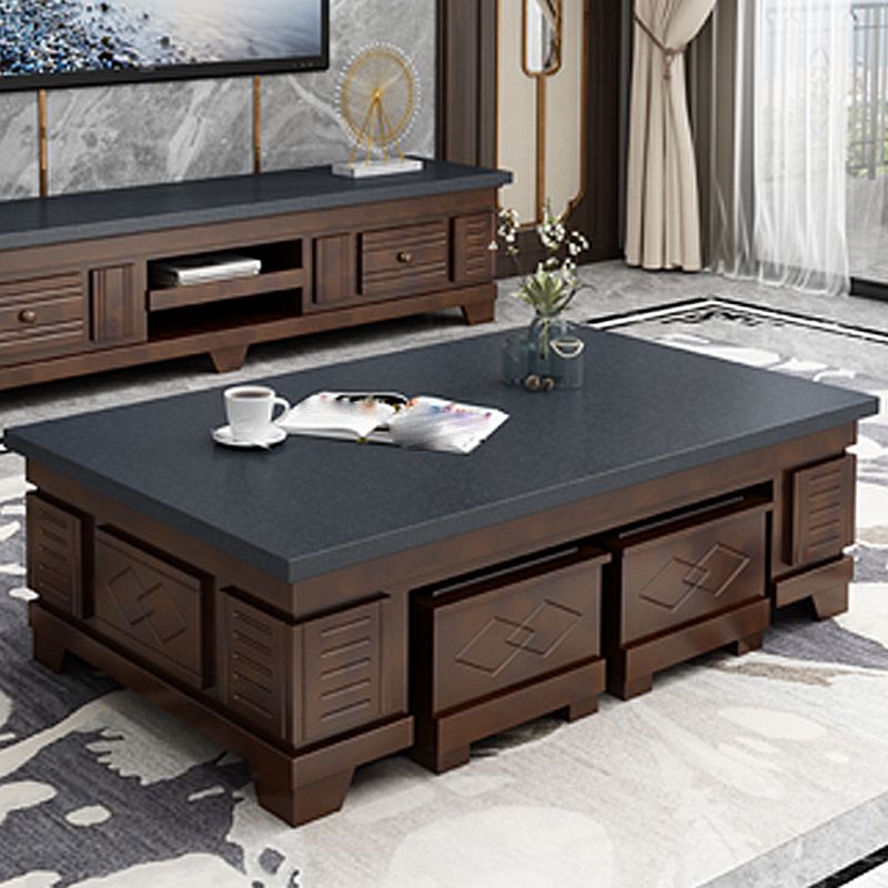 Modern Wood Coffee or End Table with Storage Cocktail Table Rectangular in Black