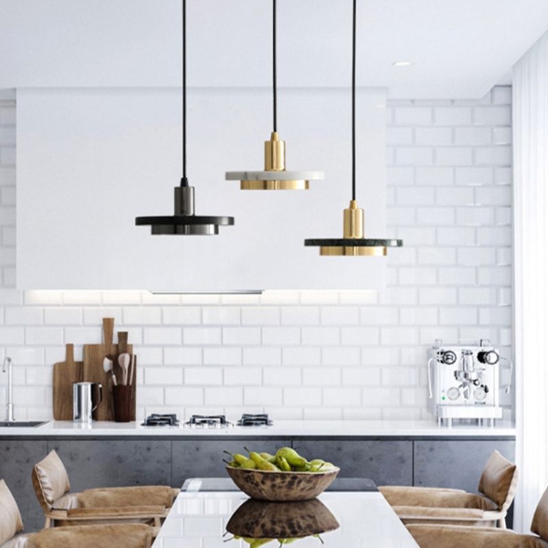 Post-modern Round Pendant Lamp Marble Dining Room LED Hanging Light Fixture