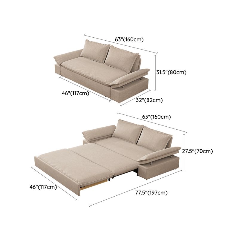 Beige Faux leather Sleeper Sofa 32.28" Wide Sofa Bed with Detachable Mattress