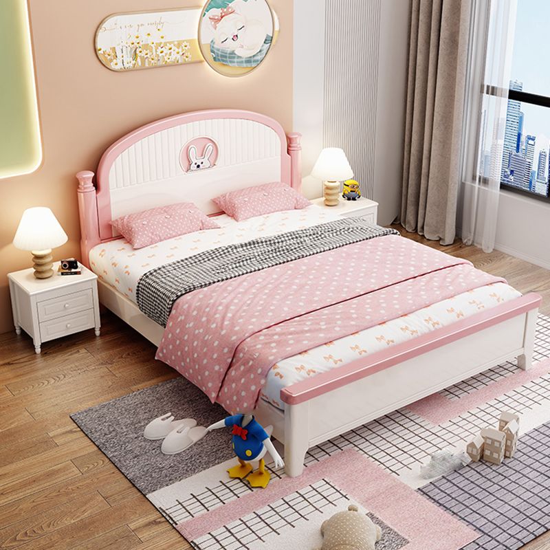 Modern Arched Panel Headboard Standard Bed with Legs in Rubberwood