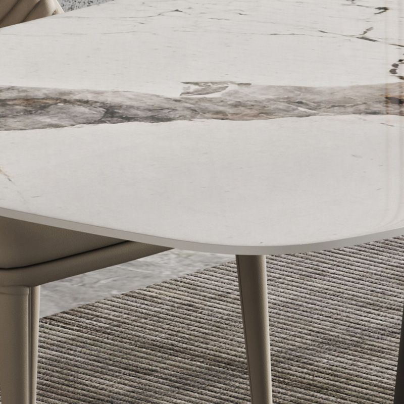 Minimalist Sintered Stone Dining Room Set with Black Base Formal Dining Table Set