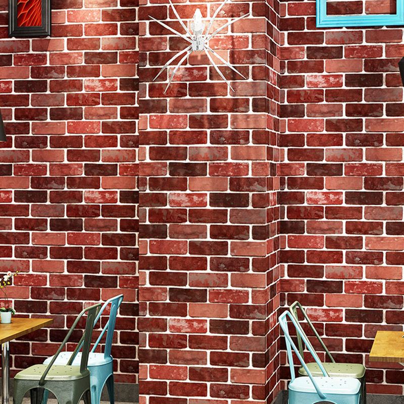 Water Resistant Brick Patterned Wallpaper Roll PVC Industrial Wall Decor for Restaurant