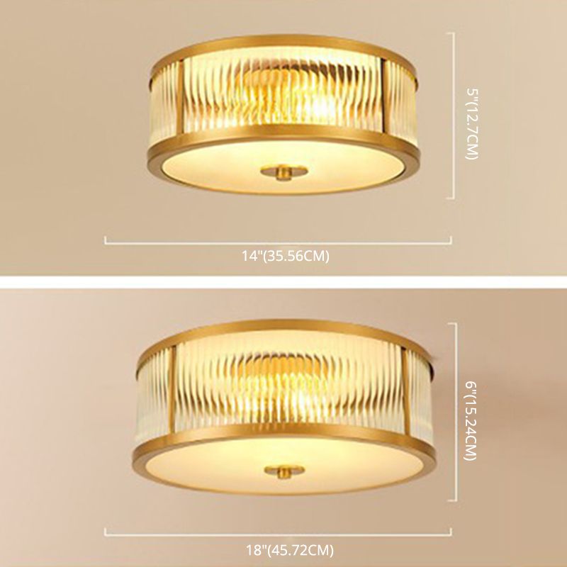 Glazen inbouwarmatuur Traditionele stijl Gouden trommel Woonkamer Inbouwverlichting