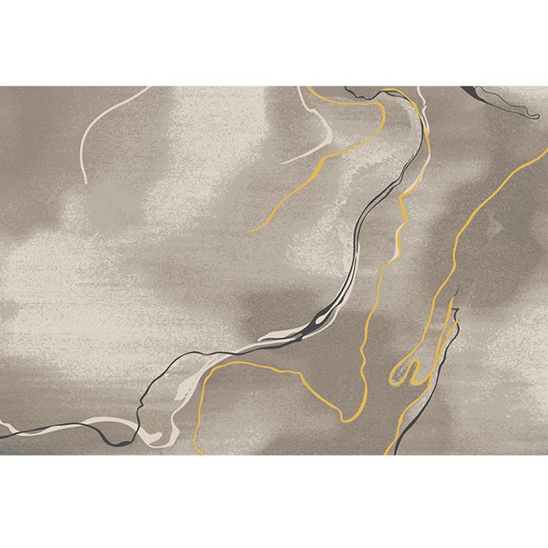 Simplicity Abstract Line Print Rug Multi Color Polypropylene Rug Anti-Slip Backing Stain Resistant Pet Friendly Area Carpet for Room