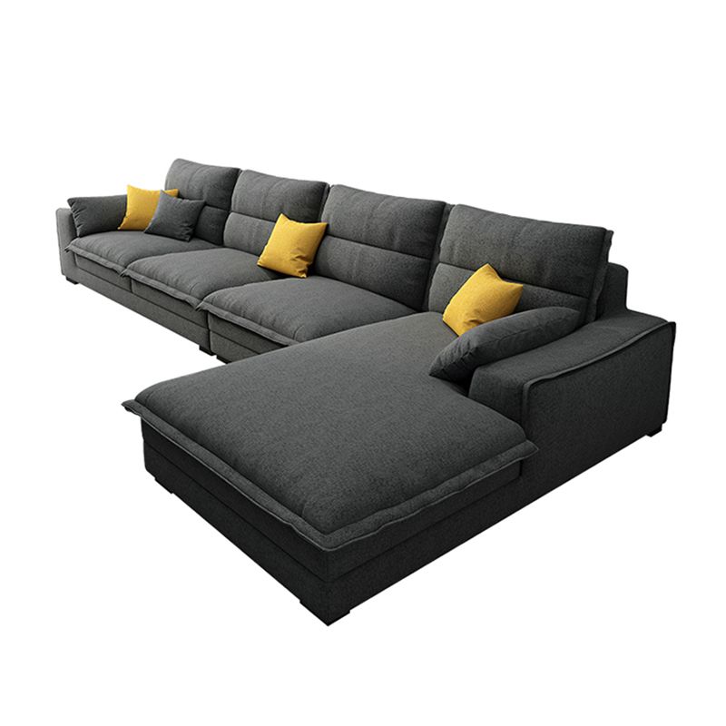 Contemporary Removable Cushions Slipcovered Sofa with Reversible Chaise for Living Room