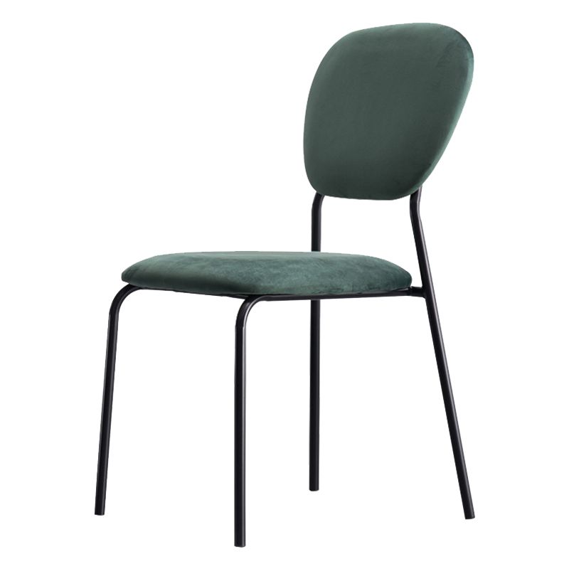 Sillas de comedor sin brazos con respaldo abierto, sillas laterales tapizadas con patas de metal