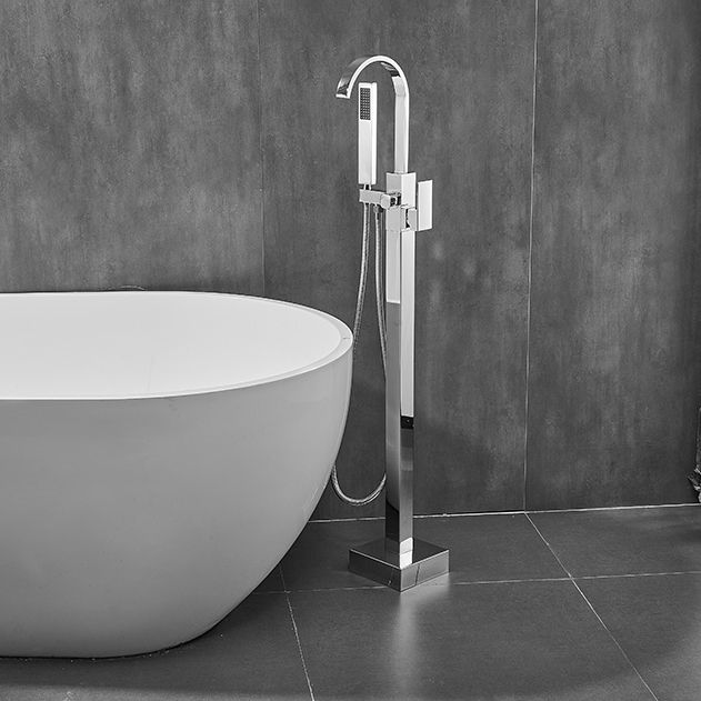 Floor Mounted Metal Freestanding Tub Filler Swivel High Arc Freestanding Faucet