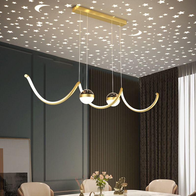 Modern Style Ribbon Shape Island Pendants Metal Pendant Lights for Dining Room