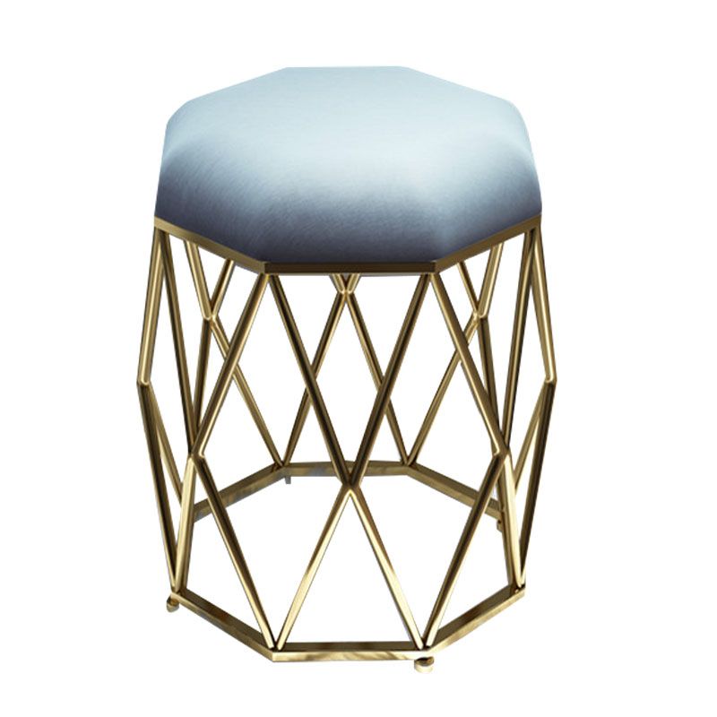 Luxury Ottoman Velvet Upholstered Solid Color Tear Resistant Round Ottoman with Metal Legs