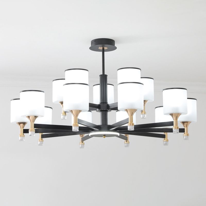 Glass Ceiling Hung Fixtures Modern Cylinder Pendant Lighting for Living Room