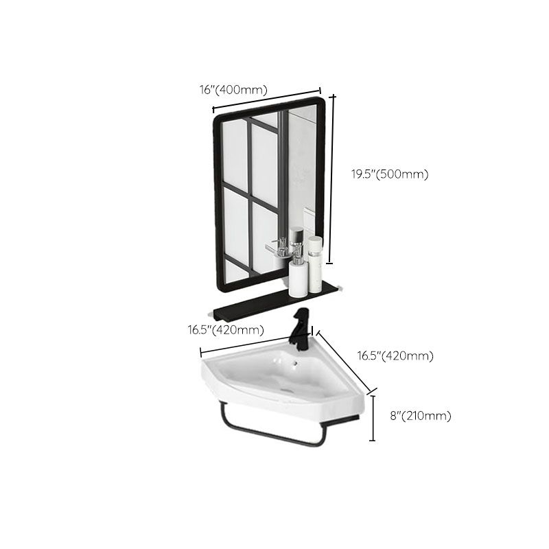 Contemporary Bathroom Sink with Pop-Up Drain Resin Specialty Wall Mount Bathroom Sink