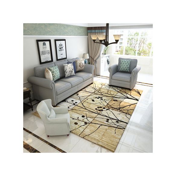 Nordic Geometric Pattern Rug Multi-Color Polypropylene Carpet Anti-Slip Washable Stain Resistant Rug for Great Room