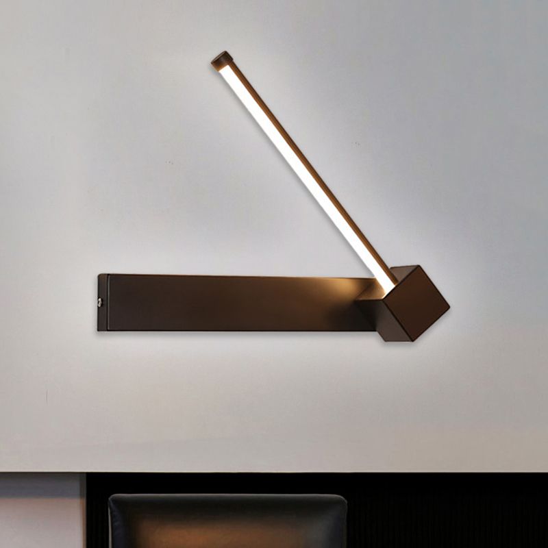 Black Slim Rod LED Wall Light Fixture Minimalist Aluminum Sconce Lamp in Warm/White Light