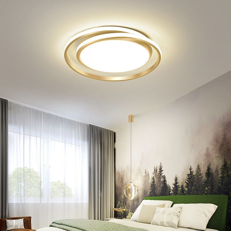 Modern Minimalist Metal Flush Mount Ceiling Lamp Round Shape LED Flush Mount Lighting for Bedroom